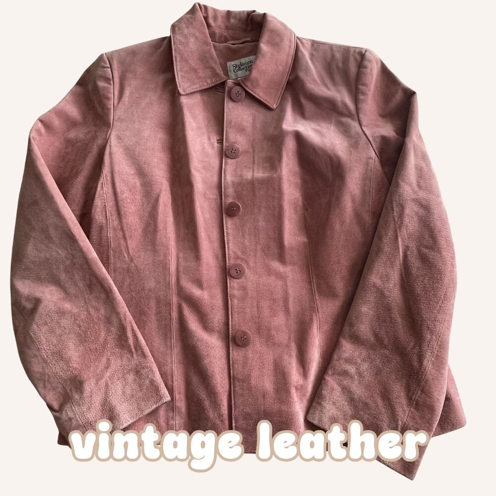 STYLE & CO jacket pink suede leather jacket size 2 petite